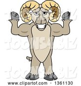 Vector Illustration of a Cartoon Ram Mascot Flexing His Muscles by Mascot Junction