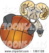 Vector Illustration of a Cartoon Ram Mascot Grabbing a Basketball by Toons4Biz