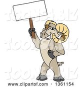 Vector Illustration of a Cartoon Ram Mascot Holding a Blank Sign by Toons4Biz