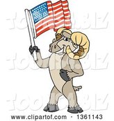Vector Illustration of a Cartoon Ram Mascot Holding an American Flag by Mascot Junction