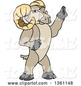 Vector Illustration of a Cartoon Ram Mascot Holding up a Finger by Mascot Junction