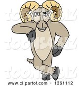 Vector Illustration of a Cartoon Ram Mascot Leaning by Mascot Junction