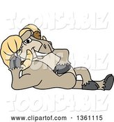 Vector Illustration of a Cartoon Ram Mascot Resting by Mascot Junction