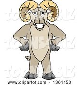 Vector Illustration of a Cartoon Ram Mascot Standing Upright with Hands on His Hips by Mascot Junction