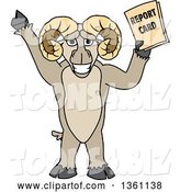 Vector Illustration of a Cartoon Ram Mascot Student Holding a Report Card by Mascot Junction
