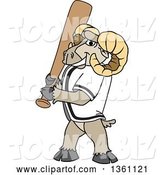 Vector Illustration of a Cartoon Ram Mascot with a Baseball Bat by Mascot Junction