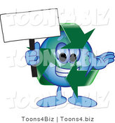 Vector Illustration of a Cartoon Recycle Mascot Holding a Blank Sign by Mascot Junction