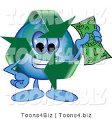 Vector Illustration of a Cartoon Recycle Mascot Holding Cash by Mascot Junction