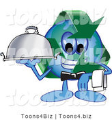 Vector Illustration of a Cartoon Recycle Mascot Serving a Platter by Mascot Junction