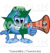 Vector Illustration of a Cartoon Recycle Mascot Using a Megaphone by Toons4Biz