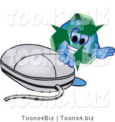 Vector Illustration of a Cartoon Recycle Mascot with a Computer Mouse by Toons4Biz