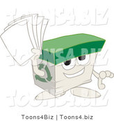 Vector Illustration of a Cartoon Recycled Paper Box Mascot Holding Pages by Toons4Biz