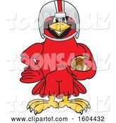 Vector Illustration of a Cartoon Red Cardinal Bird Mascot Football Player by Mascot Junction