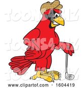 Vector Illustration of a Cartoon Red Cardinal Bird Mascot Golfer by Toons4Biz