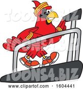 Vector Illustration of a Cartoon Red Cardinal Bird Mascot Running on a Treadmill by Mascot Junction