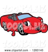 Vector Illustration of a Cartoon Red Convertible Car Mascot Telling a Secret by Toons4Biz