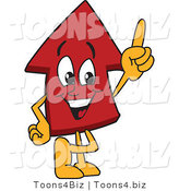 Vector Illustration of a Cartoon Red up Arrow Mascot Pointing up by Mascot Junction