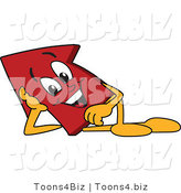 Vector Illustration of a Cartoon Red up Arrow Mascot Reclined by Mascot Junction
