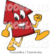 Vector Illustration of a Cartoon Red up Arrow Mascot Running by Mascot Junction
