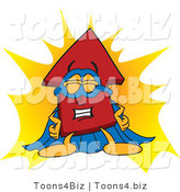Vector Illustration of a Cartoon Red up Arrow Mascot Super Hero by Toons4Biz