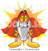 Vector Illustration of a Cartoon Rocket Mascot Dressed As a Super Hero by Mascot Junction