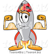 Vector Illustration of a Cartoon Rocket Mascot Flexing His Arm Muscles by Mascot Junction