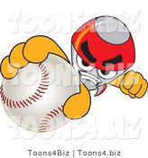 Vector Illustration of a Cartoon Rocket Mascot Grabbing a Baseball by Mascot Junction