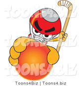 Vector Illustration of a Cartoon Rocket Mascot Grabbing a Hockey Ball by Mascot Junction