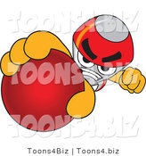 Vector Illustration of a Cartoon Rocket Mascot Grabbing a Red Ball by Mascot Junction