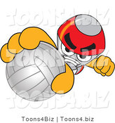 Vector Illustration of a Cartoon Rocket Mascot Grabbing a Volleyball by Mascot Junction