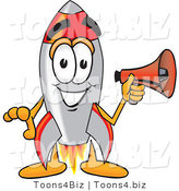 Vector Illustration of a Cartoon Rocket Mascot Holding a Megaphone by Toons4Biz