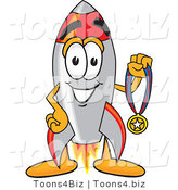 Vector Illustration of a Cartoon Rocket Mascot Holding a Sports Medal by Mascot Junction