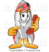 Vector Illustration of a Cartoon Rocket Mascot Holding a Telephone by Mascot Junction