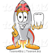 Vector Illustration of a Cartoon Rocket Mascot Holding a Tooth by Mascot Junction