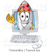 Vector Illustration of a Cartoon Rocket Mascot in a Computer Screen by Mascot Junction