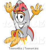 Vector Illustration of a Cartoon Rocket Mascot Jumping by Mascot Junction
