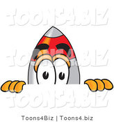 Vector Illustration of a Cartoon Rocket Mascot Peeking over a Surface by Mascot Junction