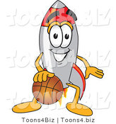 Vector Illustration of a Cartoon Rocket Mascot Playing Basketball by Mascot Junction