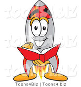 Vector Illustration of a Cartoon Rocket Mascot Reading a Book by Mascot Junction