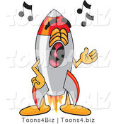 Vector Illustration of a Cartoon Rocket Mascot Singing by Mascot Junction