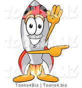 Vector Illustration of a Cartoon Rocket Mascot Waving and Pointing by Toons4Biz