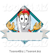 Vector Illustration of a Cartoon Rocket Mascot with a Blank Label by Mascot Junction