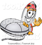 Vector Illustration of a Cartoon Rocket Mascot with a Computer Mouse by Toons4Biz