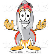 Vector Illustration of a Cartoon Rocket Mascot with Welcoming Open Arms by Mascot Junction