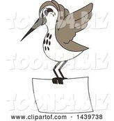 Vector Illustration of a Cartoon Sandpiper Bird School Mascot Flying with a Banner by Mascot Junction