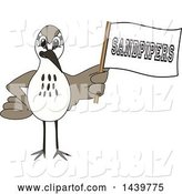 Vector Illustration of a Cartoon Sandpiper Bird School Mascot Holding a Flag by Toons4Biz