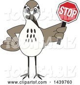 Vector Illustration of a Cartoon Sandpiper Bird School Mascot Holding a Stop Sign by Mascot Junction