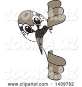 Vector Illustration of a Cartoon Sandpiper Bird School Mascot Looking Around a Sign by Mascot Junction