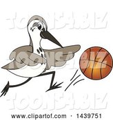 Vector Illustration of a Cartoon Sandpiper Bird School Mascot Playing Basketball by Mascot Junction