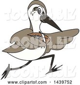 Vector Illustration of a Cartoon Sandpiper Bird School Mascot Playing Football by Mascot Junction